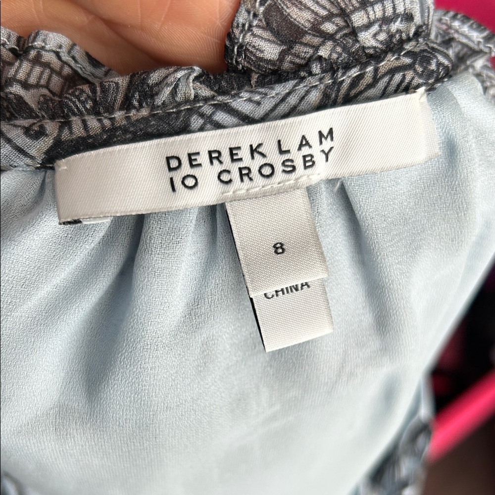 Derek Lam - Pale Blue & Black Toile Print Chiffon Dress Sz 8 - Picture 2 of 10